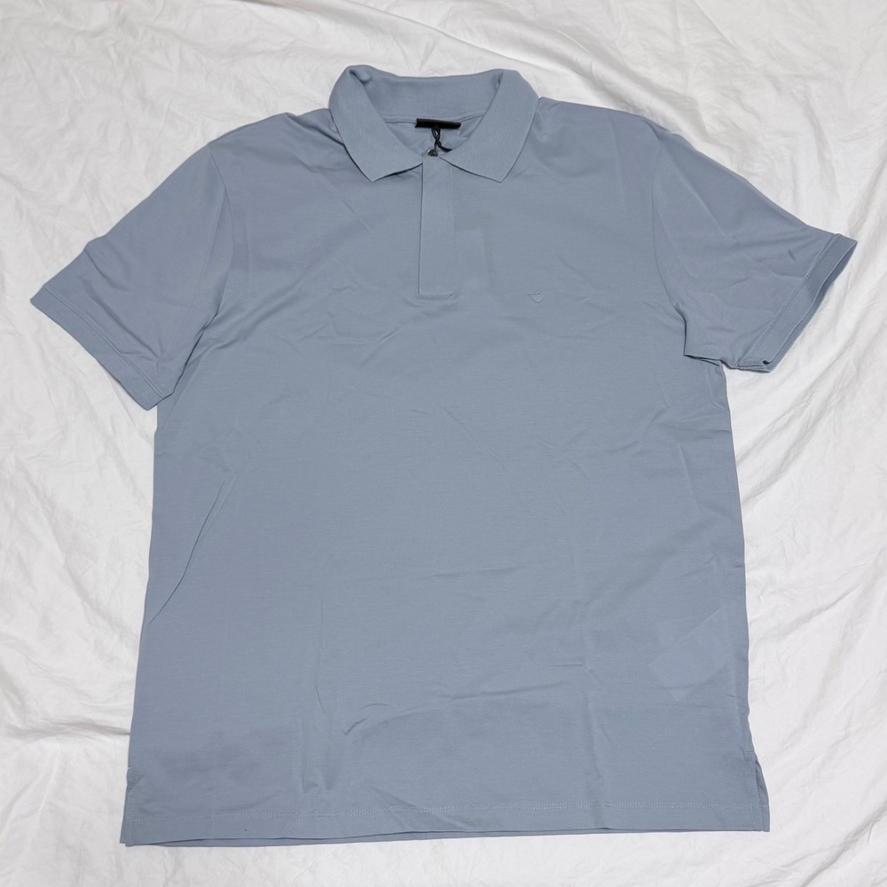 Emporio Armani Travel Essential Pearl Blue Polo Shirt Men's XL Cotton NWT